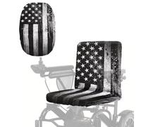 Poceacles Electric Wheelchair Seat Cover for Elderly Disable Professional Mobility Scooter Cover Sun Protection Dustproof Seat Cover for Electric Power Chairs, Vintage American Flag Black