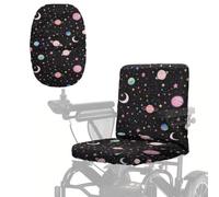 Poceacles Electric Wheelchair Seat Cover for Seniors Elderly Universal Mobility Scooter Cover Heavy Duty Power Wheelchair Seat Protector with Adjustable Buckle, Planet Galaxy Print