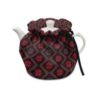 Poceacles Ethnic Plaid Floral Print Tea Cosy Tea Pot Dust Cover, Kitchen Teapot Cover Insulation and Keep Warm Washable Tea Kettle Dust Cover Tabletop Decor for Home Kitchen Table Hotel Tea Party