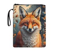 Poceacles Fox Floral Book Sleeve with Zipper Book Cover for Book Lovers Book Protector Washable Book Pouch Fits Most Standard Paperbacks Hardcovers
