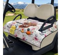 Poceacles Golf Cart Accessories Universal Golf Cart Seat Covers Portable Foldable Design, Anti-Scratch Non-Slip Club Car Front Seat Blanket Towel Machine Washable, Highland Cow Pink Flower White