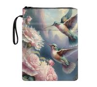 Poceacles Hummingbird Peony Flowers Book Covers for Hardcover Books Book Sleeve for Paperback Polyester Lightweight Book Protector Cover Book Sox