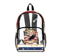 Poceacles Kids Clear Backpacks Patriotic Transparent Bookbag America 250th Anniversary 1776-2026 Printed PVC Backpack Clear Bag for Holiday 4th of July Party, Eagle American Flag