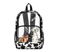 Poceacles Kids Clear School Backpack Transparent PVC Bookbag See Through Backpacks Back to School Essentials for Boys Girls, Dog Paw Print Yorkshire Terrier Chihuahua Scottish Terrier Dalmatian