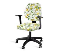 Poceacles Lemon Leaf Print Computer Office Chair Cover Stretch Elastic Slipcover 2 Piece Stretchable Universal Computer Chair Seat Cover Furniture Protector