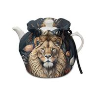 Poceacles Lion Floral Print Tea Cosy for Teapot Tea Pot Dust Cover Keep Warm Breakfast Pot Protector Kettle Cover for Hotel Tea Party Restaurant