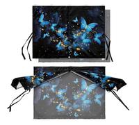 Poceacles Magnetic Car Window Shade for Baby, 70×50cm 2 Layers Privacy Full Covers/Half Shade Options Car Sun Shades UV Block Privacy Sunshade, Blue Butterfly Galaxy Blue