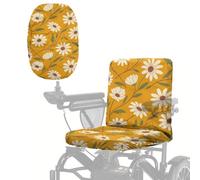 Poceacles Mobility Scooter Seat Cover All-Weather Protection Electric Wheelchair Seat Protector from Sun Rain Dust UV, Heavy Duty Electric Scooter Slipcover, 35 x 18 Inch, Yellow Daisy Print