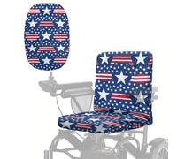Poceacles Mobility Scooter Seat Cover for Elderly Disable, Anti-UV Non-Slip Electric Wheelchair Seat Cover for Mobility Scooter Power Electric Wheelchair, American Flag Theme Stars and Stripes