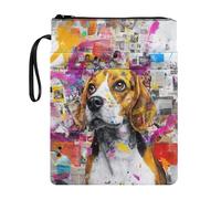 Poceacles Polyester Book Sleeve for Textbooks, Paperbacks, Notebooks, Reading Accessories Book Pouch for Travel School, Beagle Dog Collage Art Print