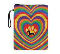 Poceacles Polyester Book Sleeve for Textbooks, Paperbacks, Notebooks, Reading Accessories Book Pouch for Travel School, Dachshund Dog Love Print Rainbow
