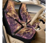 Poceacles PU Leather Car Seat Covers for Front Seats 5 Piece Set Automotive Seat Covers Seatbelt Shoulder Pad Car Center Console Armrest Cover, Easy to Install, Skull Stone Pattern