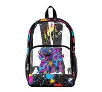 Poceacles PVC Clear Backpack for Kids Heavy Duty Transparent Bookbag See Through School Daypack Students Laptop Backpacks for Girls Boys, T-Rex Dinosaur Splash Print