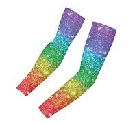 Poceacles Rainbow Print Arm Sleeves, Unisex Compression UV Sun Protection Arm Sleeves, Cooling Athletic Sports Sleeve for Football, Volleyball and Basketball