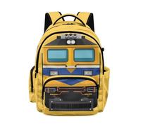 Poceacles School Backpack for Kids Lightweight Children Bookbag Travel Daypacks with Front & Side Pockets Students Rucksack for Middle High School, Cartoon Train Locomotive Print