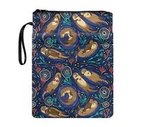 Poceacles Sea Otters Print Book Cover Protector Hardcover Pouch Sleeves with Zipper Book Sack Washable Fabric for Paperbacks