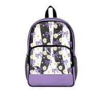 Poceacles See Through School Backpack for Kids Clear Transparent Bookbag Heavy Duty PVC Daypack Back to School Essential for Boys Girls Children, Daisy Bow Pattern Violet