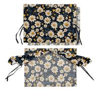 Poceacles Sun Shade for Car Side Window Double Layers Blackout & See-Through Design UV Blocking Car Window Privacy Shade for Kids Sleeping, Daisy Flower Print, 2 Piece
