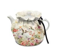 Poceacles Tea Cozy for Teapot Small Tea Cosies, Kitchen Kettle Dust Cover Cloth for Breakfast Pot Coffee Pot Protector Tabletop Decorations, Vintage Floral Hummingbird