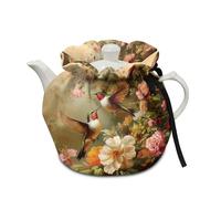 Poceacles Teapot Dust Cover Tea Cosy for Teapots Decorative Tea Kettle Cover with Insulation Pad Keep Breakfast Warm for Kitchen Home Table Top, Retro Hummingbird Flower Pattern