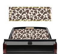 Poceacles Truck Rear Window Decal 66.9 x 22.4 Inches Perforated Vinyl Graphic Full Coverage Universal Fit, Decorative Decal for Pickup SUV Truck Back Window, Cow Print Brown Beige
