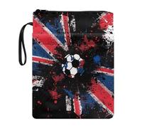 Poceacles Union Jack Book Sleeve Book Covers for Paperbacks Textbook Hardcover Pouch Protector with Zipper Washable Fabric Reading Accessory, Soccer Football Union Jack Splatter Print