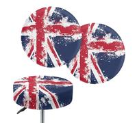 Poceacles Union Jack Round Stool Cover Round Seat Covers Washable Stool Cushion Protective Cover Elastic Bar Chair Covers for 12-14 inch Chair