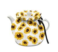 Poceacles White Sunflower Tea Cozy - Teapot Cover, Insulation and Keep Warm - Breakfast Warmer, Table and Kitchen Teapot Cozy