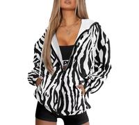 Poceacles Womens Oversized Zip Up Hoodies Fashion Hooded Jacket Sweatshirts Long Sleeve Y2K Cardigan Fall Clothes XS-4XL