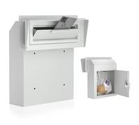 Pochar Door Drop Box for Mail, Rent, Deposit, and Night Key - Door Mount Locking Mailbox with Rear Access Through The Door (10.5'' x 2.25'' Mail Slot) (12'' x 4.25'' x 15'' (Rainproof), Light Gray)