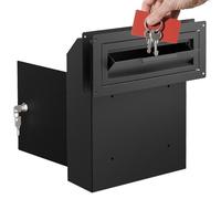 POCHAR Through The Door Drop Box with Lock, Heavy Duty Door Mailbox for Cash Rents Deposit Payments Checks, Steel Large Key Drop Box for House Office Apartment, Security Anti-Theft Dropbox, Black