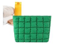 Pochette - Quilted Travel Toiletry Bag 9.84 x 2.56 x 7.09 inches, Modern Large Plain Case, Hanging Makeup Organizer | For Women, Girls, Home, Office, Cosmetics, green, Please refer to the description