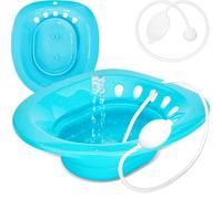 Pochik Sitz Bath for Toilet Seat Hemorrhoids and Postpartum Care, Yoni Steam Seat, Perineal Soaking, Collapsible, Flusher Hose, Drain Holes, Wider Seating Area - Navy