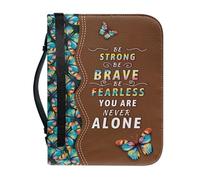 pochikiki-brand Lord Quote Bible Cover with Zip God Saying Cross Bible Book Church Handbags PU Leather Carrying Case Protector Women Handbag