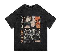 pochikiki- Cowboy Anime Bebop T-Shirt Men Hip Hop Streetwear Faye Valentine Spike Spiegel Tshirt Washed Black Vintage T-Shirt