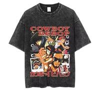 pochikiki- Cowboy Anime Bebop T-Shirt Men Hip Hop Streetwear Spike Spiegel Tshirt Washed Black Vintage T-Shirt