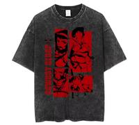 pochikiki- Cowboy Anime Bebop T-Shirt Men Hip Hop Streetwear Spike Spiegel Tshirt Washed Black Vintage T-Shirt
