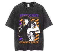 pochikiki- Cowboy Anime Bebop T-Shirt Spike Spiegel Graphics T Shirt Men Cotton Short Sleeve Unisex Vintage Washed T-Shirts