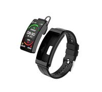 POCHY Smart Bracelet With TWS Earbuds BT 5.2 2-in-1 Smart Bracelet With Bluetooth Men Bluetooth Call Fitness Tracker With Heart Rate Monitor Blood Pressure Music For Women Men (Color : Black)