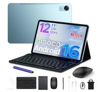 POCKAM P12 Tablet 12 Inch 2.4K, Android 16 Tablets with Gemini AI, 48GB+128GB/2TB, T7280 Octa-Core Android Tablet with 120Hz Display, 10000mAh, 13MP+8MP, Face ID, Widevine L1, GPS, Keyboard, Pen, Blue