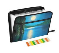 Pocket Accordion File Organizer 13 Pockets A4 Letter Size with Zipper Closure for Expandable File Folder Organizer Blue Late at Night expando