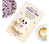 Pocket Animal Hug Inspirational Small Ghost Comforting Support Keepsake | Ghost Pocket Greeting Hug Cards for Men Women Kids Home Office Travel New Year Halloween Holiday (B)