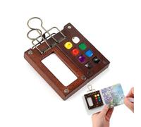 Pocket Artist Watercolour Travel Paint Set, Portable Travel Painting Set, Wooden Palette, 8 Grids Wooden Mini Easels, Sketchbook Metal Clip for Students, Professional Painters, DIY Art Painting