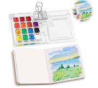 Pocket Artist Watercolour Travel Set, Mini Watercolour Paint Set Portable Travel Watercolor Palette Acrylic Watercolor Paint Box with Sketchbook for Artists and Hobbyists