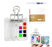 Pocket Artist Watercolour Travel Set, Mini Watercolour Paint Set Travel, Travel Art Set With 8 Grids Mini Wood Palette Box, Pocket Artist Travel Set For Painters Artists Students (Acrylic(A))