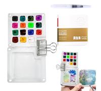 Pocket Artist Watercolour Travel Set, Mini Watercolour Paint Set Travel, Travel Art Set With 8 Grids Mini Wood Palette Box, Pocket Artist Travel Set For Painters Artists Students (Acrylic(B))