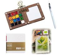 Pocket Artist Watercolour Travel Set, Watercolour Paint Set Portable Palette Mini Watercolour Paint Set Travel Pocket Watercolour Set for Painters Artists Drawing Gift Art Favors (Without Pigment)