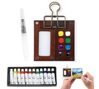 Pocket Artist Watercolour Travel Set With Metal Clip, Watercolor Pen, Paint Palette for Painters, Artists, Students - Mini Portable Kit