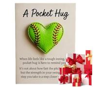 Pocket Baseball Hug - PP 8x8cm Heart Shape Gift | Heart Shaped Softball Note Decoration for Athletes, Boyfriend, Coworkers, Encouragement Present, Sports Lovers | Motivational Cards Keepsake