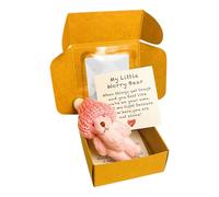 Pocket Bear Hug In A Box - Little Pocket Hug Bear Stuffed Doll | Cute Handmade Little Stuffed Animal In A Box with Inspirational Card for Graduation, Birthday, Christmas (Pink)